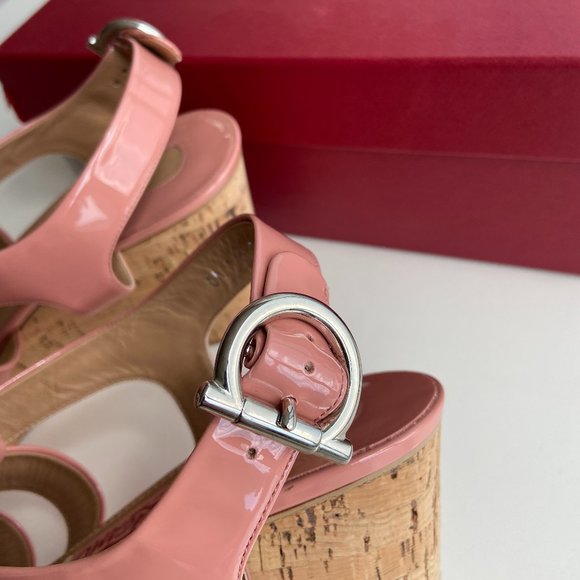 Salvatore Ferragamo Women Persy Wedges Sandal 9C - Picture 4 of 7